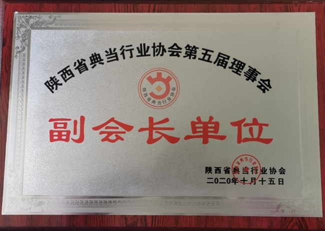 陕西省典当行业协会第五届理事会副会长单位